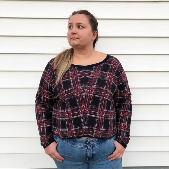 torrid Sweaters - Torrid Red & Black Cropped Sweater